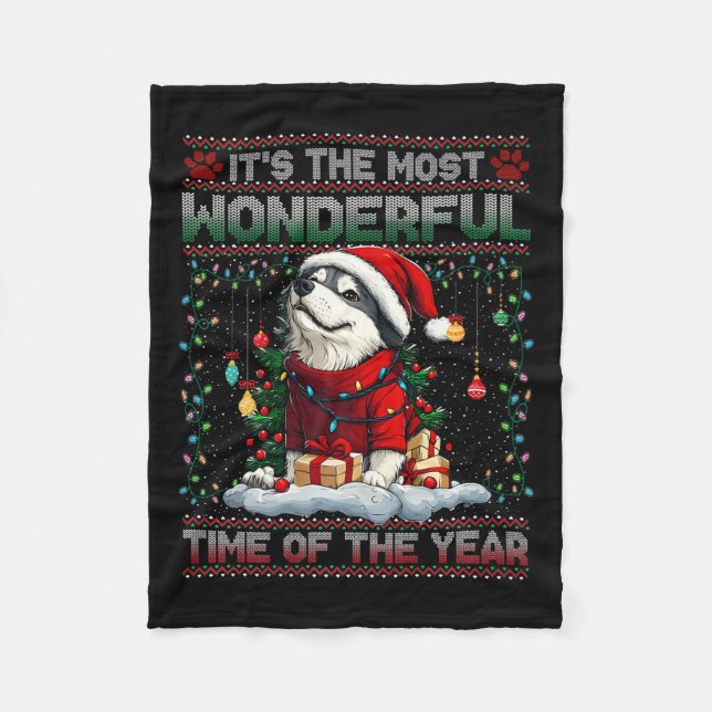 Manta Polar Alaska Malamute Decoraciones de árboles de Navidad (Anverso)