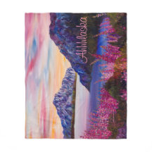 Alaskan Cotton Candy Mountain Fleece Blanket
