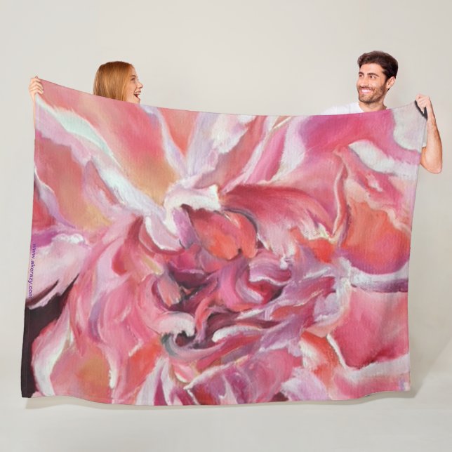 Manta Polar Alaskan Peonies Fleece Blanket (In situ)
