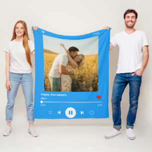 Manta Polar Álbum de fotos y canciones azul cielo para el 50 a