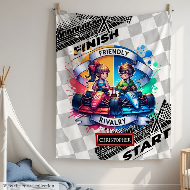 Manta Polar Alegre niño acuarela de la Carreras del coche depo (Joyful Sport Car Blanket Racing Watercolor Boy)