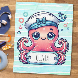 Manta Polar Alegre Rótulo de nombres de pulpo rosado