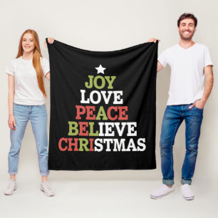 Manta Polar Alegría Amor Paz Cree Árbol de Navidad Familia