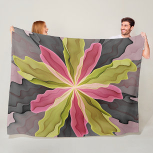 Manta Polar Alegría, antracita verde rosada Fantasía Flower Fr