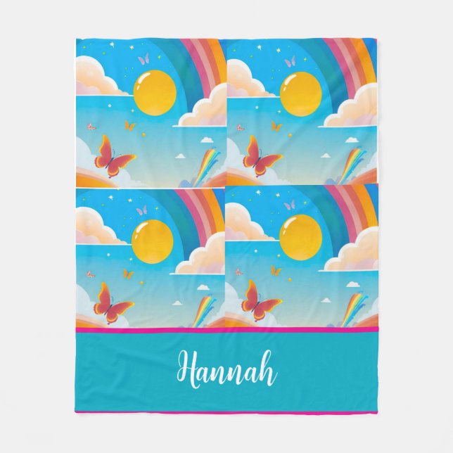 Manta Polar Alegría arcoíris alegre y chiflada (Anverso)