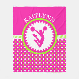 Manta Polar Alegría con monograma/lunares rosados y verdes de