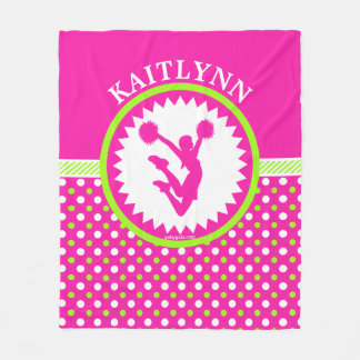 Manta Polar Alegría con monograma/lunares rosados y verdes de