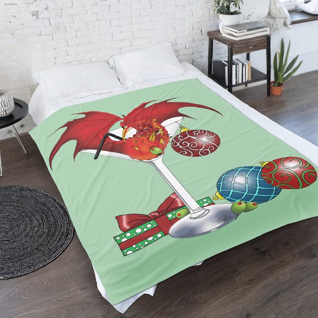 Manta Polar Alegría de la Fiesta de Navidad Cóctel Dragón Rojo (Subido por el creador)
