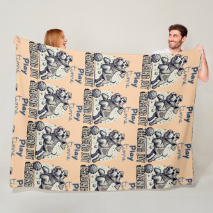 Manta Polar Alegría en movimiento: Perro gris y tiempo de jueg