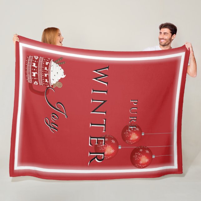 Manta Polar Alegría pura de invierno con cacao y adornos navid (In situ)