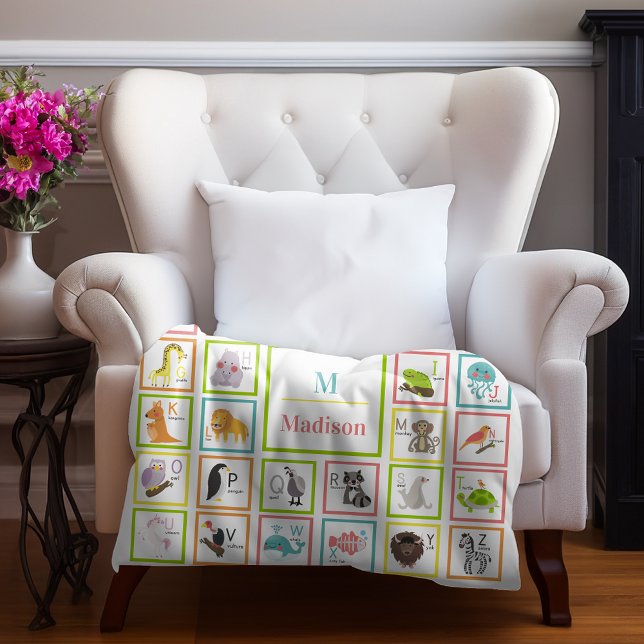 Manta Polar Alfabeto animal bebé monogramado (Subido por el creador)