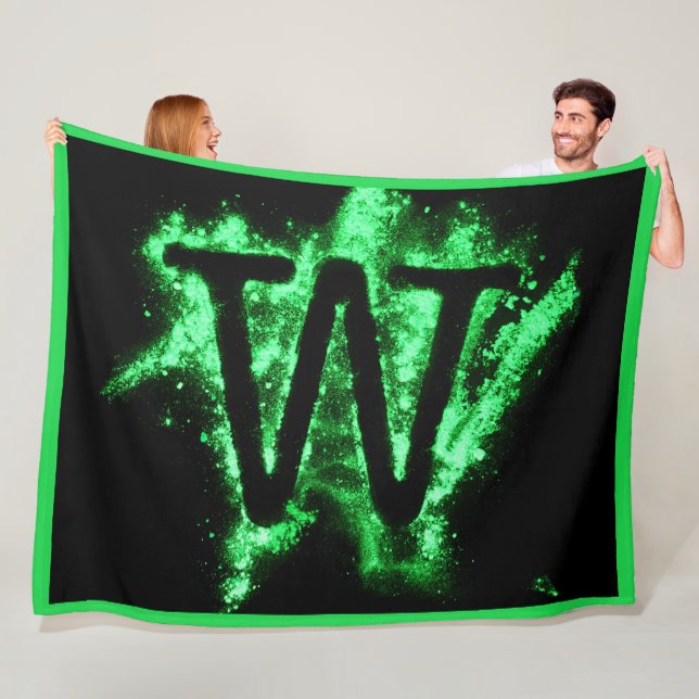 Manta Polar Alfabeto de mayúscula verde letra W (In situ)