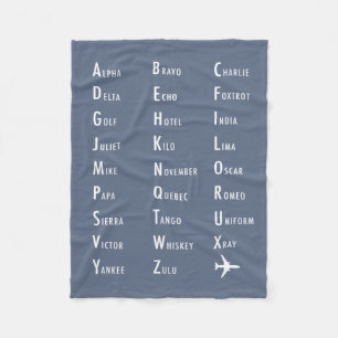 Manta Polar Alfabeto fonético Aviación Dusk Fleece Blanket