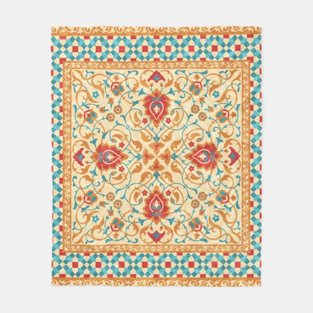 Manta Polar Alfombra oriental, adorno ornamental floral, estíl (Anverso)