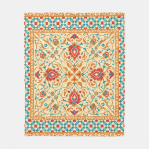 Manta Polar Alfombra oriental, estampado floral ornamental.