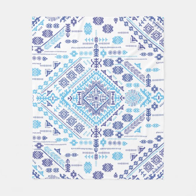 Manta Polar Alfombra paisley india, patrón de mandala étnica. (Anverso)