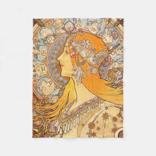 Manta Polar Alfonse Mucha Zodiac Art Nouveau Mujer