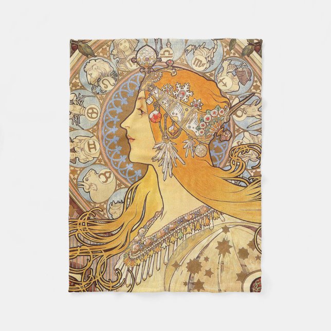 Manta Polar Alfonse Mucha Zodiac Art Nouveau Mujer (Anverso)