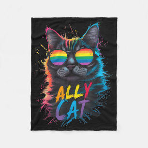 Manta Polar Aliado LGBT Gato Sé Amable Arcoíris Divertido LGBT