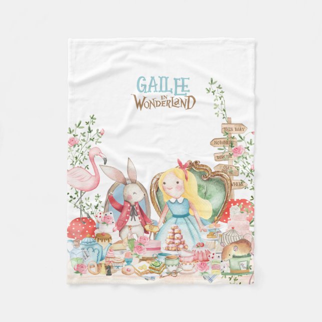 Manta Polar Alicia aventuras en Woderland Birthday Tea Fiesta (Anverso)