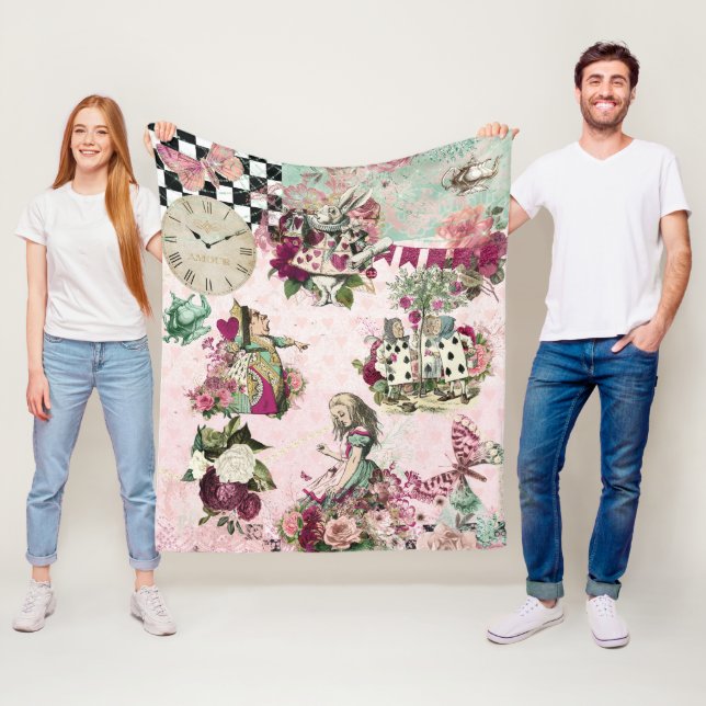 Manta Polar Alicia rosa elegante en el país de las maravillas (In situ)