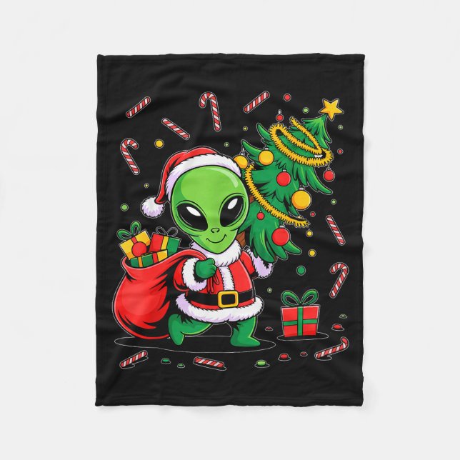 Manta Polar Alien Christmas Tree Xmas Lights Funny Holiday Men (Anverso)