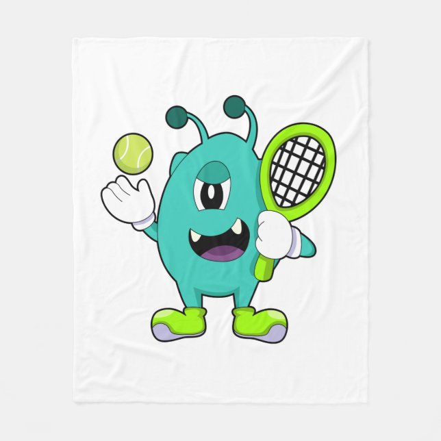 Manta Polar Alien en tenis con raqueta de tenis (Anverso)