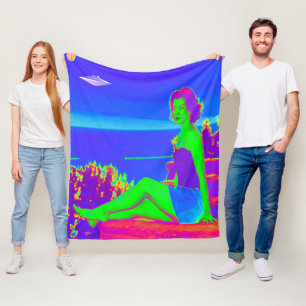 Manta Polar Alien Invasion Pop Art Fleece Blanket