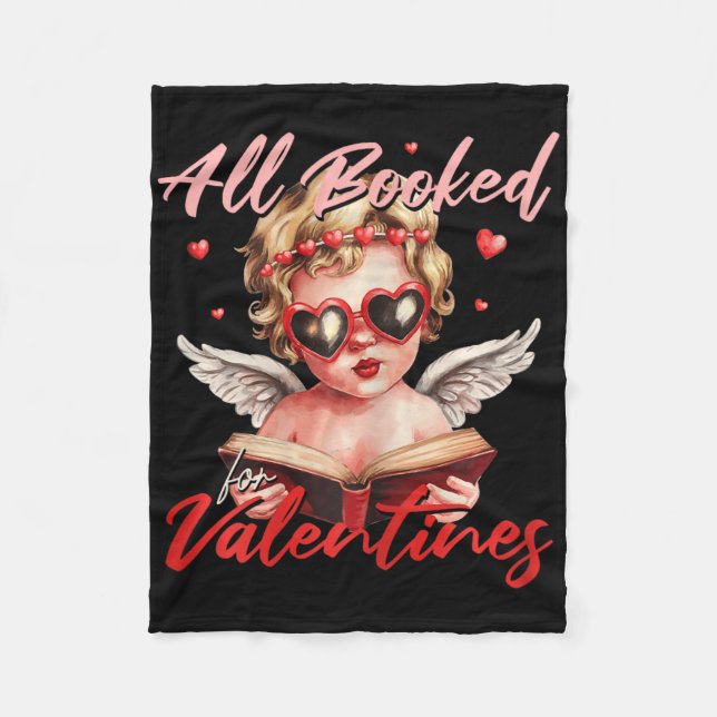 Manta Polar All Booked For Valentines Cupid Reading Lover Libr (Anverso)