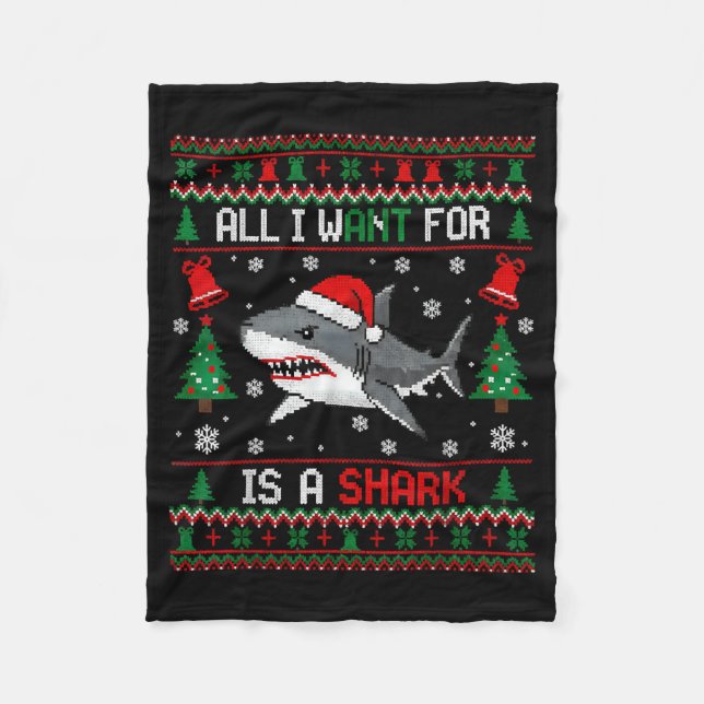 Manta Polar All-i-want-for Christmas Is A Shark, Funny Shark C (Anverso)