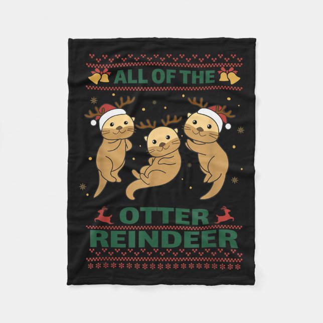 Manta Polar All Of The Otter Reindeer Sweet Christmas Otters  (Anverso)