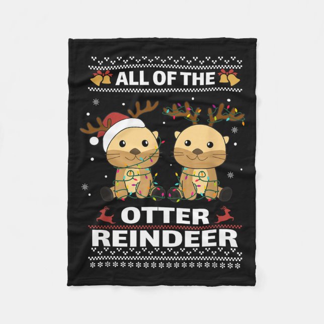 Manta Polar All Of The Otter Reindeer Sweet Christmas Otters  (Anverso)