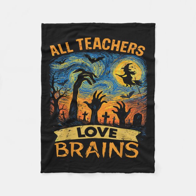 Manta Polar All Teachers Love Brains Shirt Funny Teacher Hallo (Anverso)
