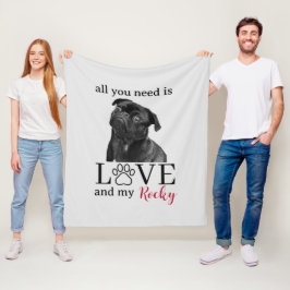 Manta Polar All You Need Is Love and My Dog – Custom Pet Name 