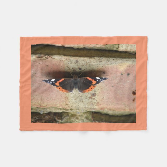Manta Polar Almirante Rojo Mariposa Fleece Blanket (Frente (Horizontal))
