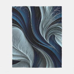 Manta Polar Almohada abstracta de Indigo Flowing Golden Air