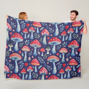 Manta Polar almohada con historia de setas en patrón de acuare