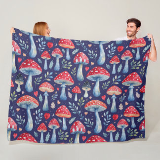 Manta Polar almohada con historia de setas en patrón de acuare