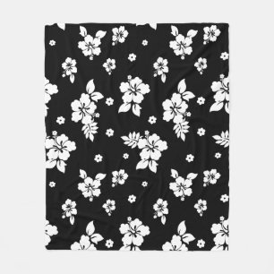 Manta Polar Aloha Black Classic Patrón Hawái sin foco