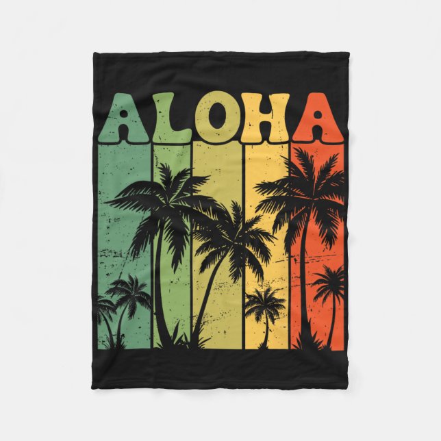 Manta Polar Aloha Hawaiian Island Palm Trees Surfboard Beach H (Anverso)