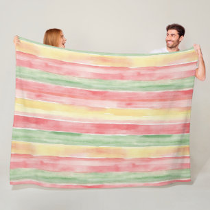 Manta Polar Aloha Rayas Verde Menta Rosa Amarillo