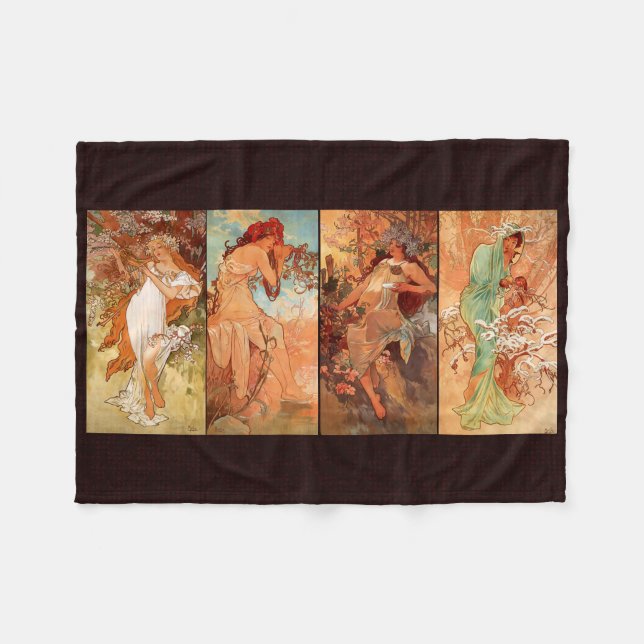 Manta Polar Alphonse Mucha, Cuatro Estaciones (Frente (Horizontal))