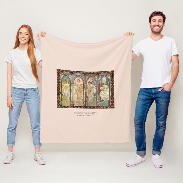 Manta Polar Alphonse Mucha - Las horas del día (In situ)