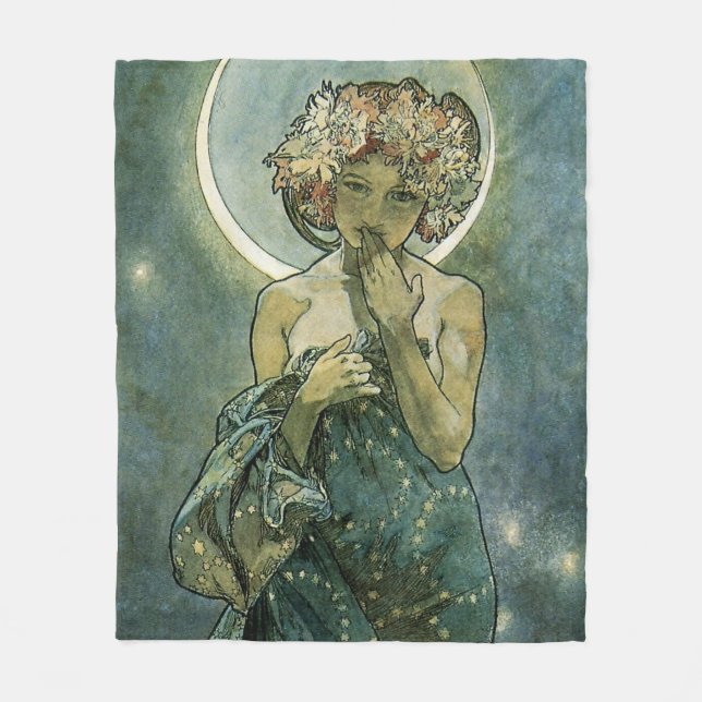 Manta Polar Alphonse Mucha Sorprendente Mujer Art Nouveau #18 (Anverso)