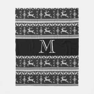 Manta Polar Alpino noruego del reno negro y gris de Scandi