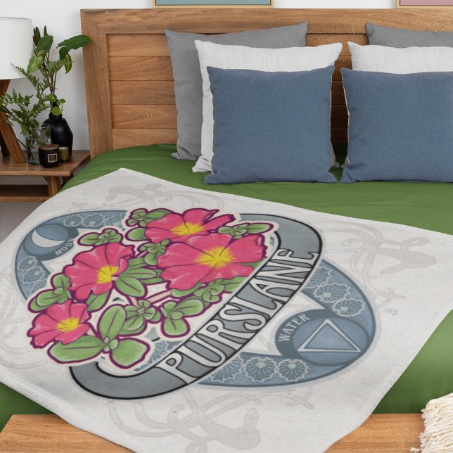 Manta Polar Alquimia de flores y magia - Purslane (Flower Astrology and Magic - Purslane Fleece Blanket)