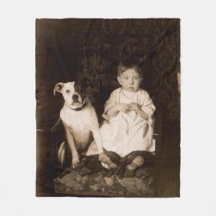 Manta Polar alrededor de 1910 pitbull y baby RPPC