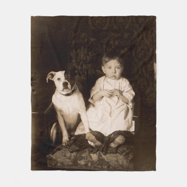 Manta Polar alrededor de 1910 pitbull y baby RPPC (Anverso)
