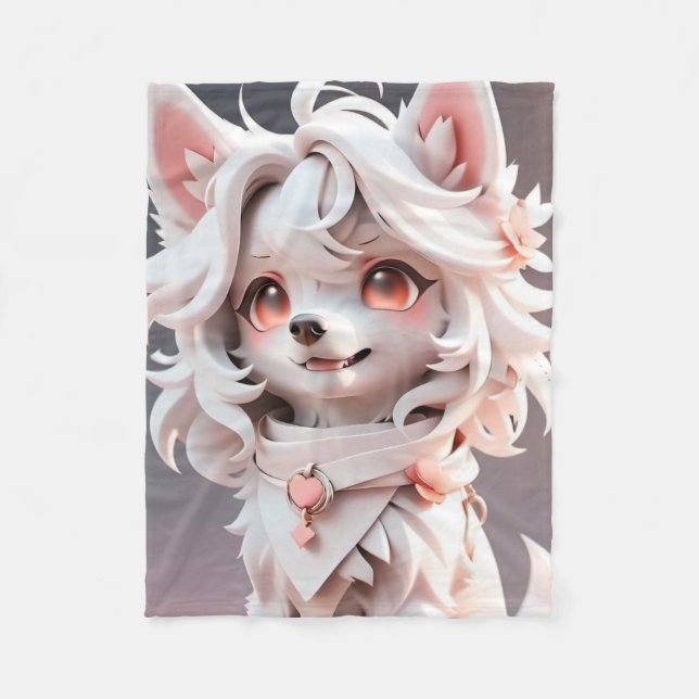 Manta Polar Aluminio Rosa Y Blanco Fluffy (Anverso)