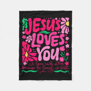 Manta Polar Ama a Jesús Boho Floral Religiosa Fe